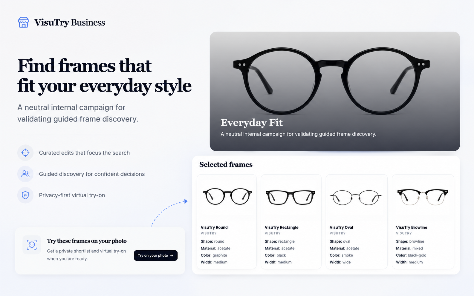 VisuTry focused eyewear Campaign Experience visual