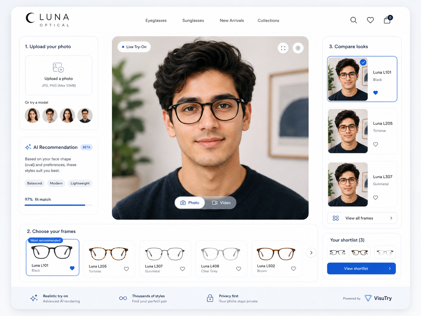 تجربة متسوق موجهة مع توصيات الإطارات وخطوات المقارنة